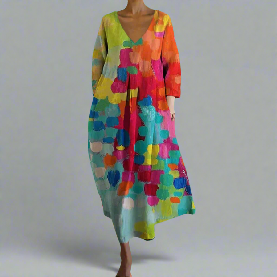 Zoey – Colourful V-Neck Dress