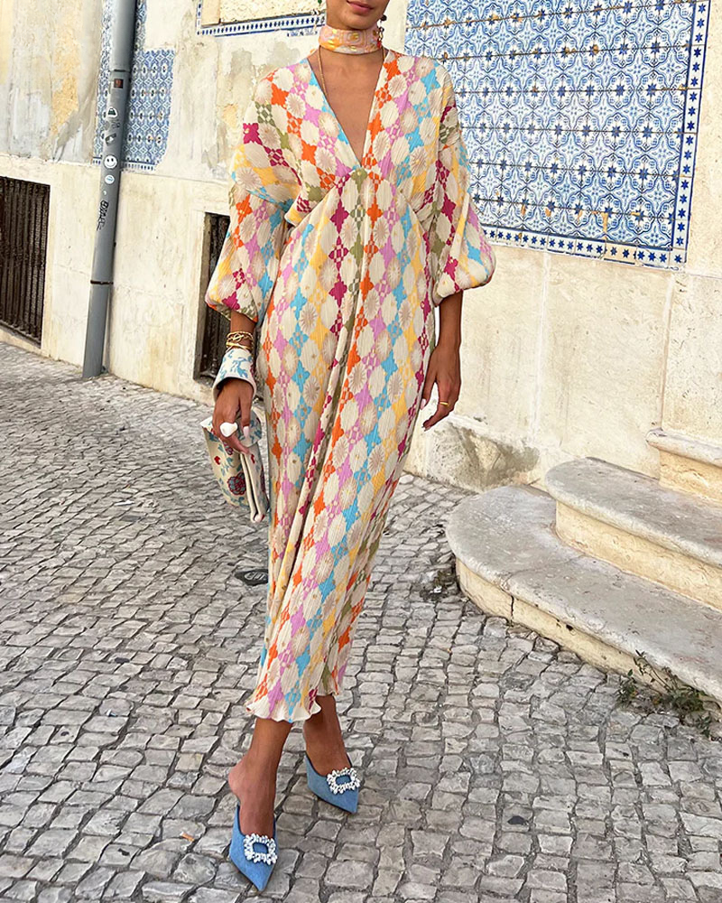 Brielle – Vibrant Puff Sleeve Maxi Dress