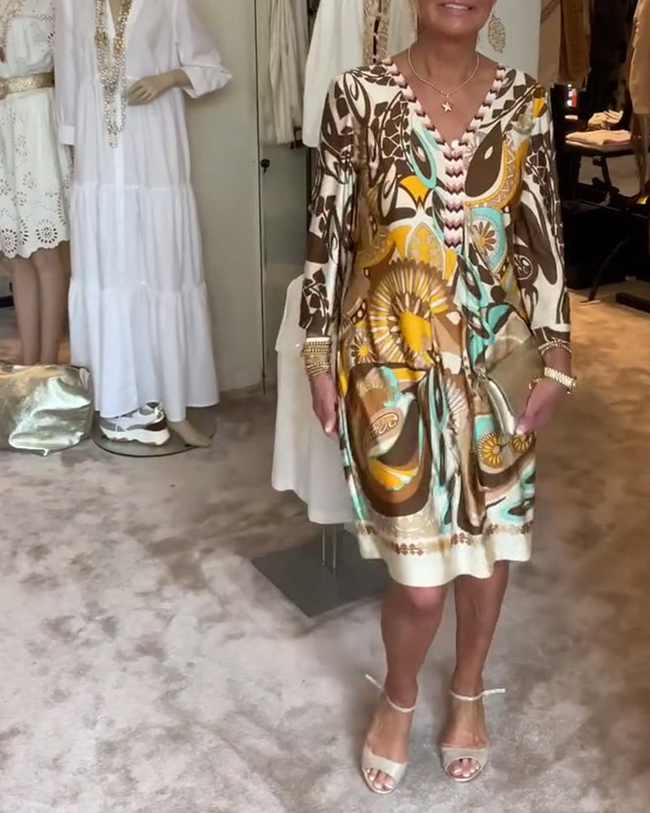 Della – Elegant Vintage Print Dress