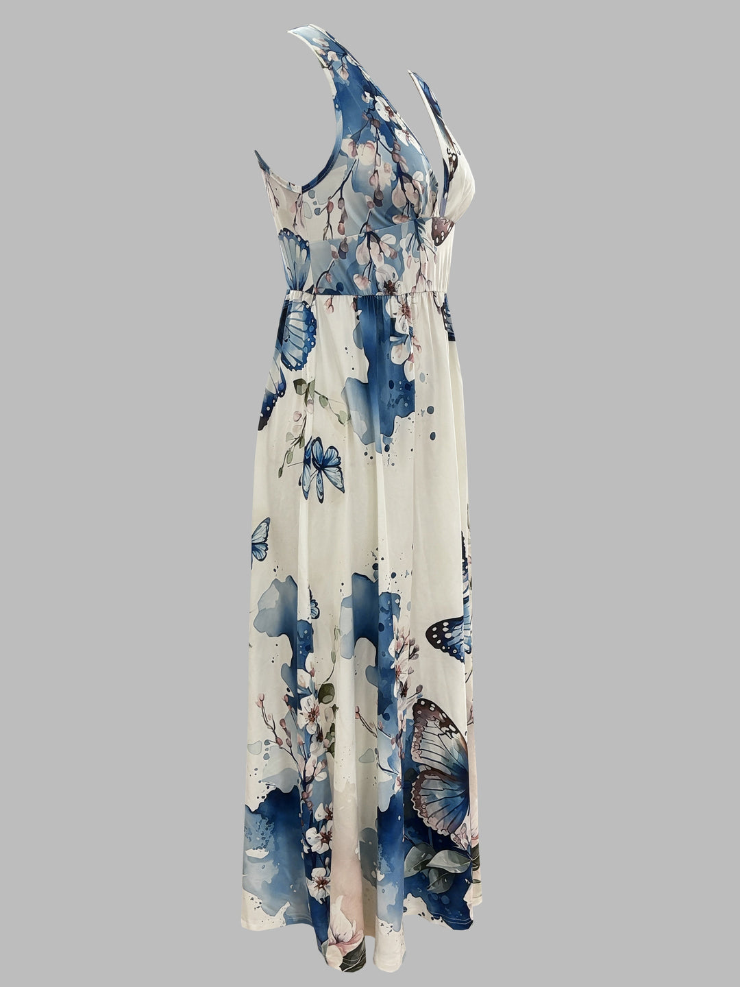 Penelope – Elegant Sleeveless Dress with Deep V-Neck