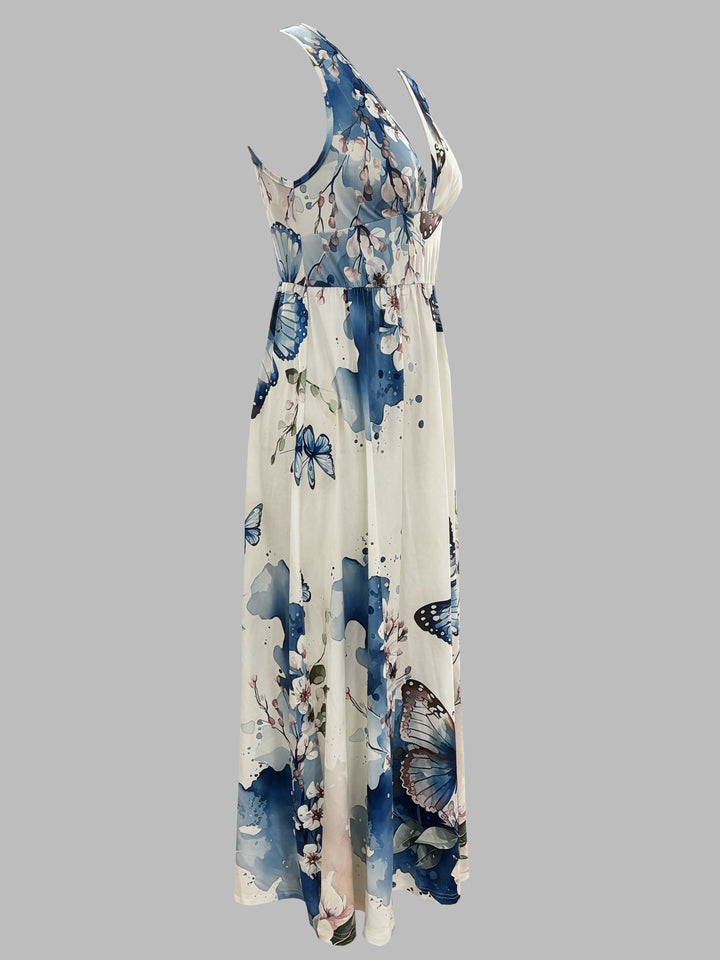 Penelope – Elegant Sleeveless Dress with Deep V-Neck