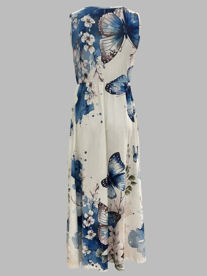 Penelope – Elegant Sleeveless Dress with Deep V-Neck