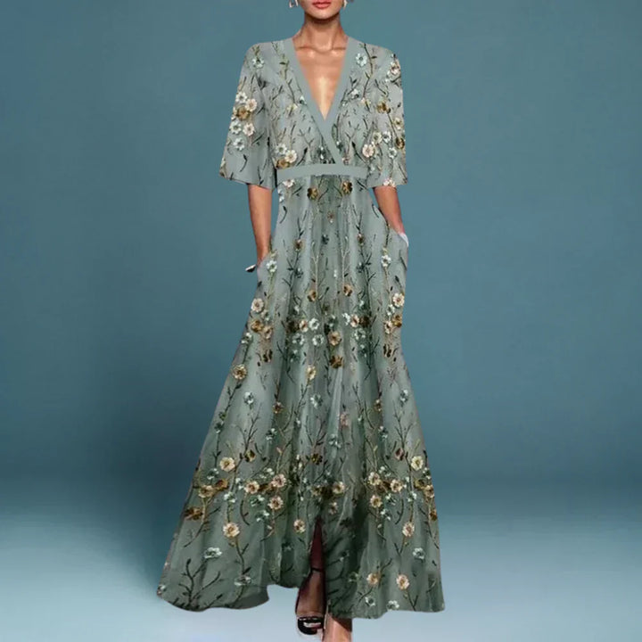 Alora – Elegant Maxi Dress with Floral Pattern