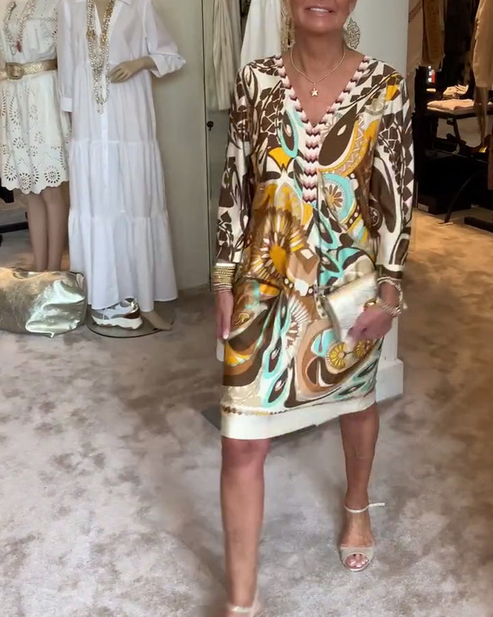 Della – Elegant Vintage Print Dress