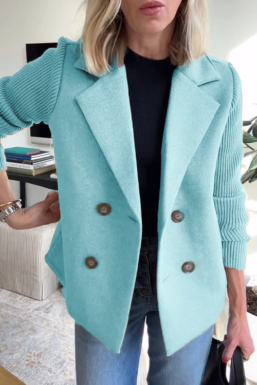 Freya - Elegant Knit-Sleeve Blazer