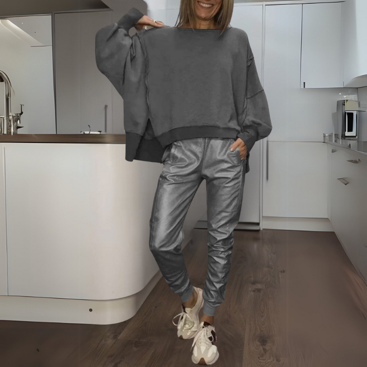 Katherine – Satin Sweater and Jogger Set
