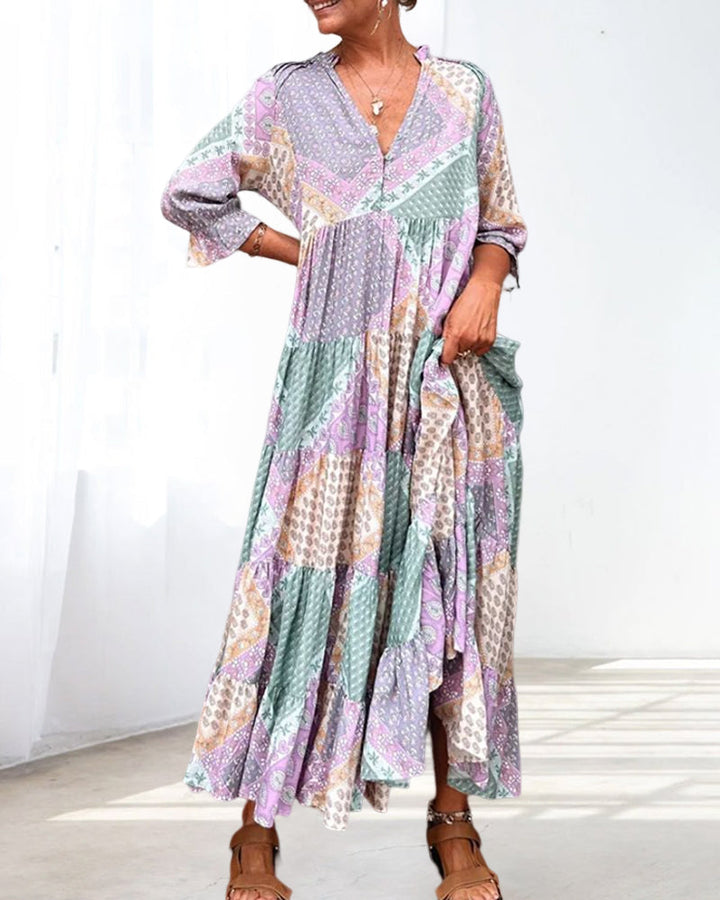 Ember – Gunilla Printed V-Neck Dress