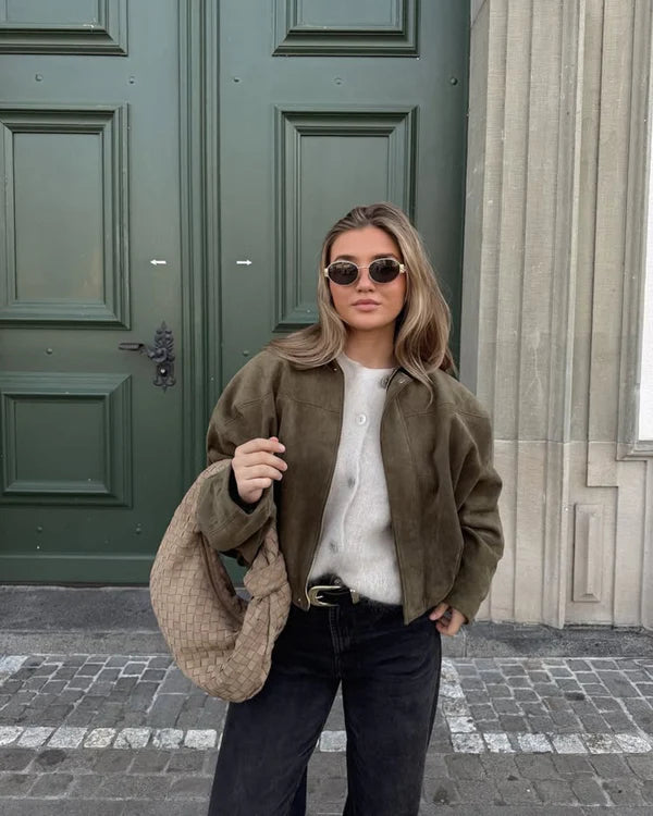 Ora – Suede Bomber Jacket