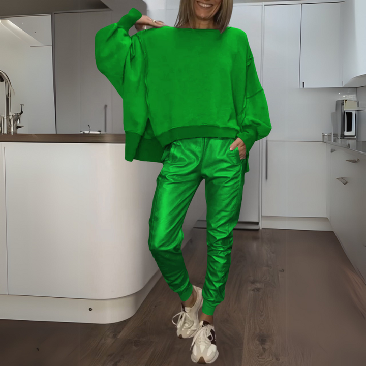 Katherine – Satin Sweater and Jogger Set
