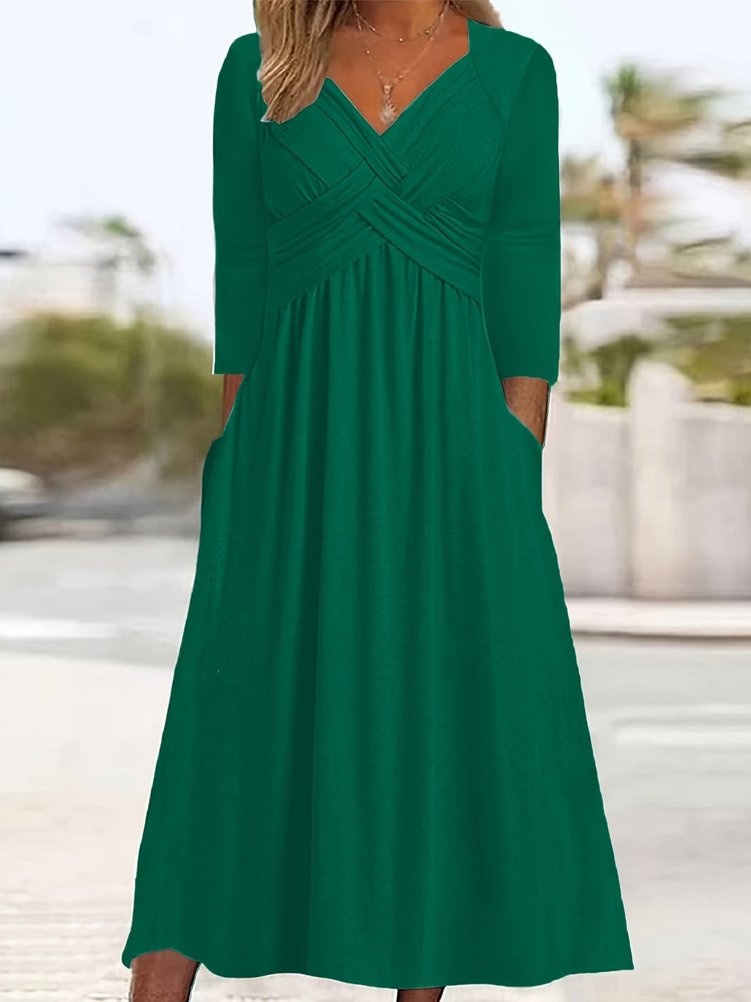 Sage – Cross Front Midi Dress
