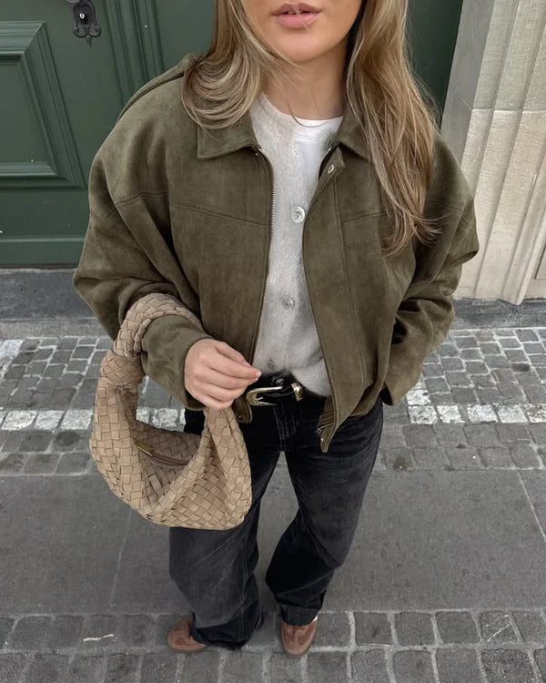 Ora – Suede Bomber Jacket