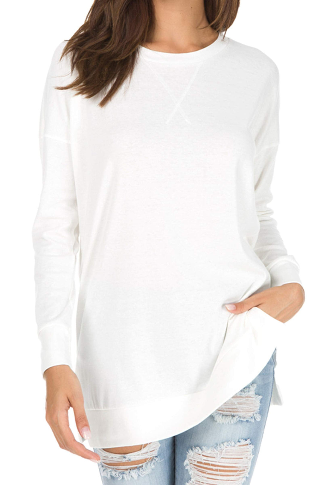 Zariah – Long Sleeve Side Slit Top for Effortless Allure