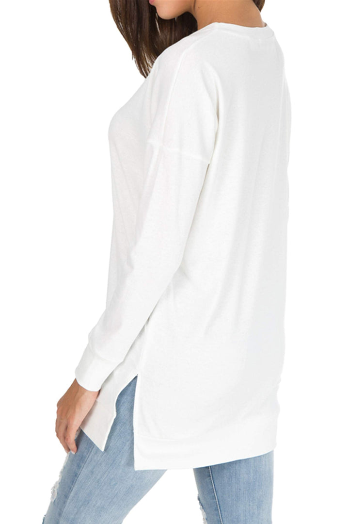 Zariah – Long Sleeve Side Slit Top for Effortless Allure
