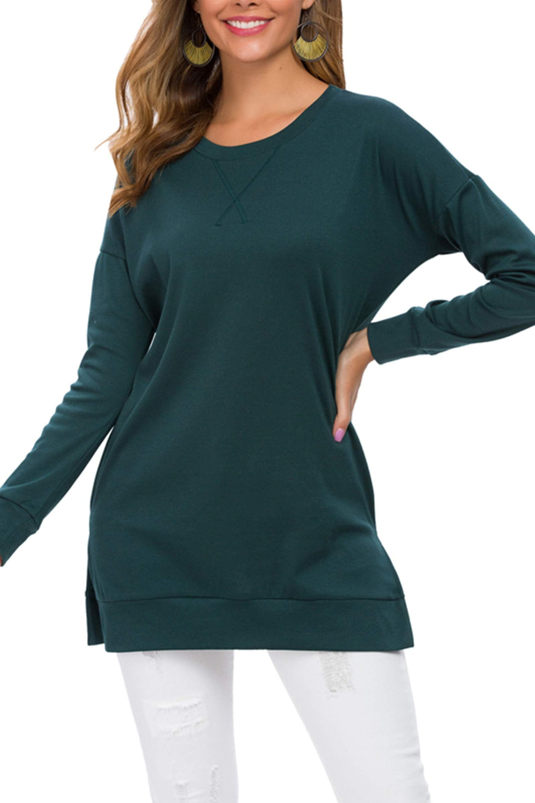 Zariah – Long Sleeve Side Slit Top for Effortless Allure