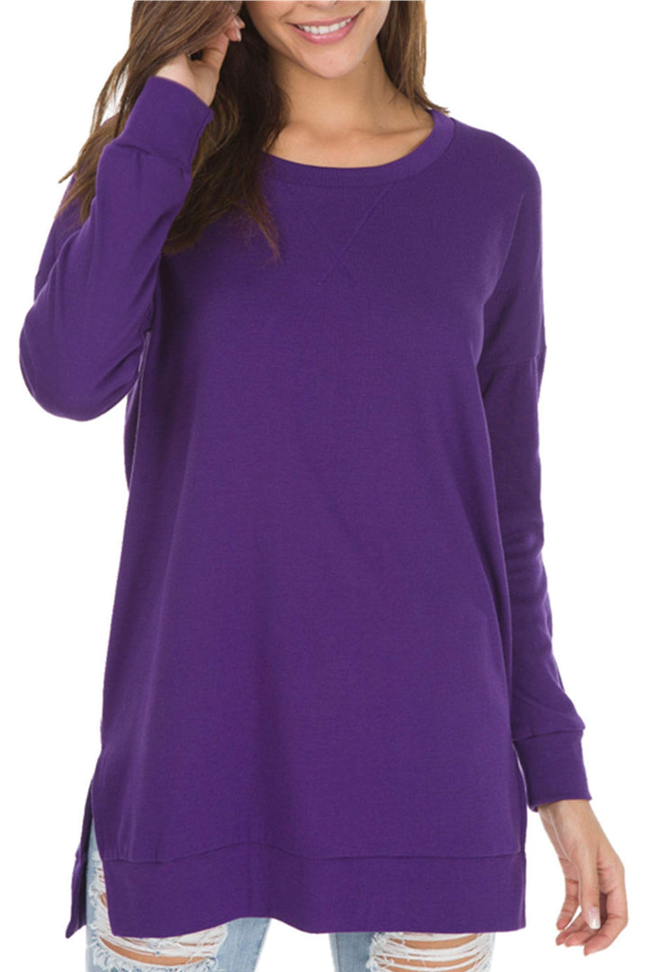 Zariah – Long Sleeve Side Slit Top for Effortless Allure