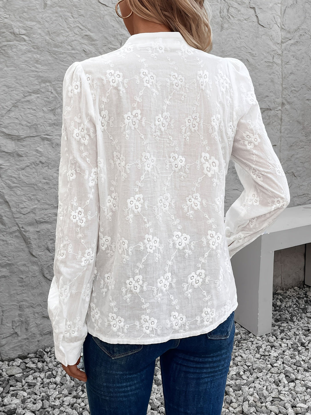 Mila – Floral Embroidered Long Sleeve Shirt