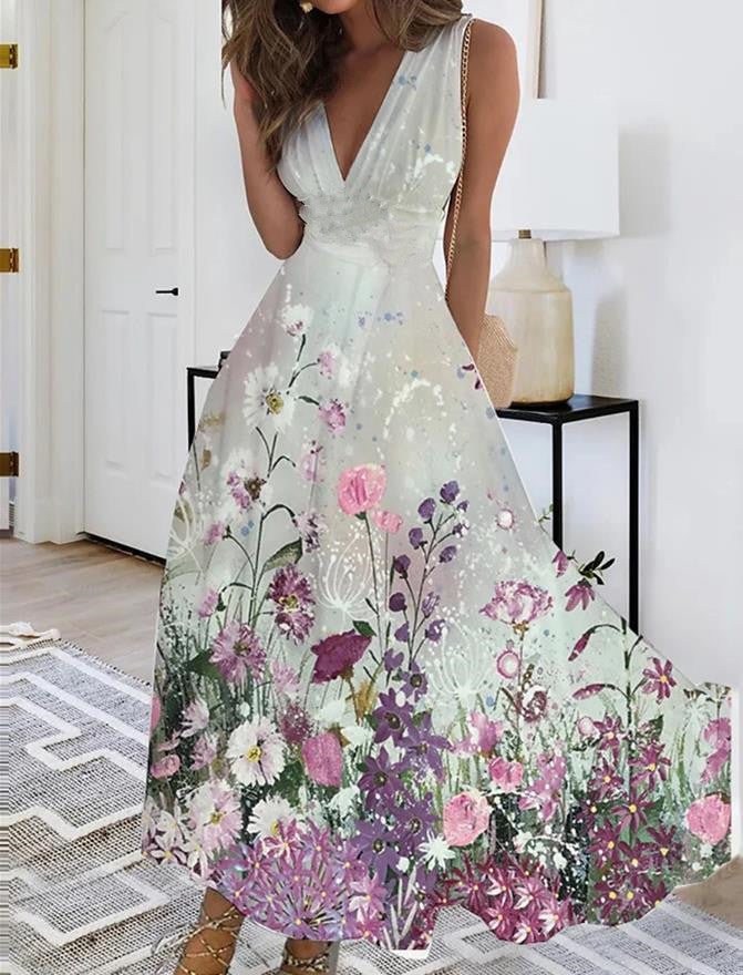 Penelope – Elegant Sleeveless Dress with Deep V-Neck