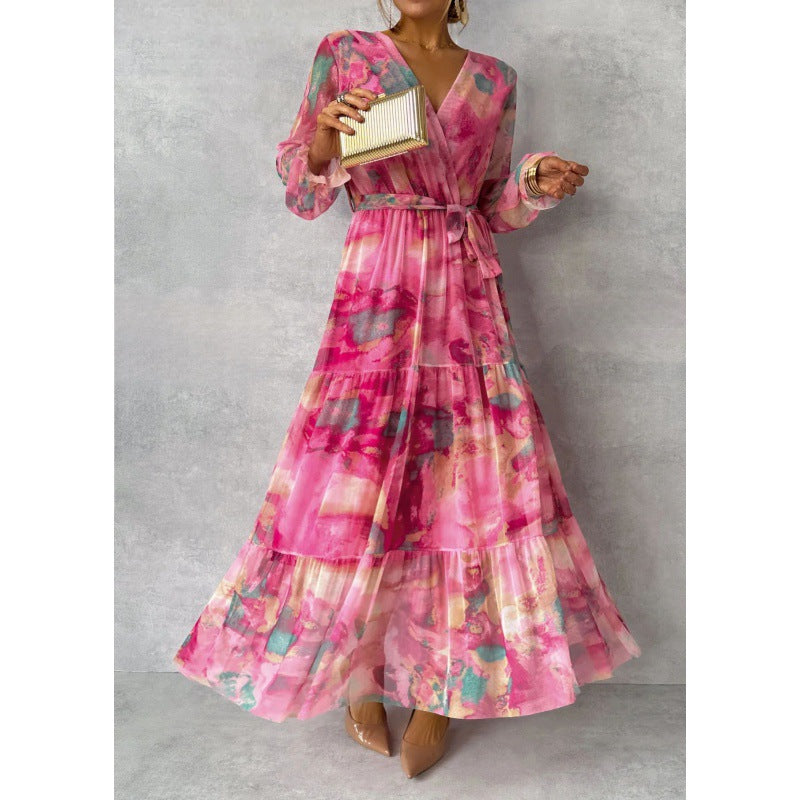 Juna – Elegant Floral V-Neck Dress