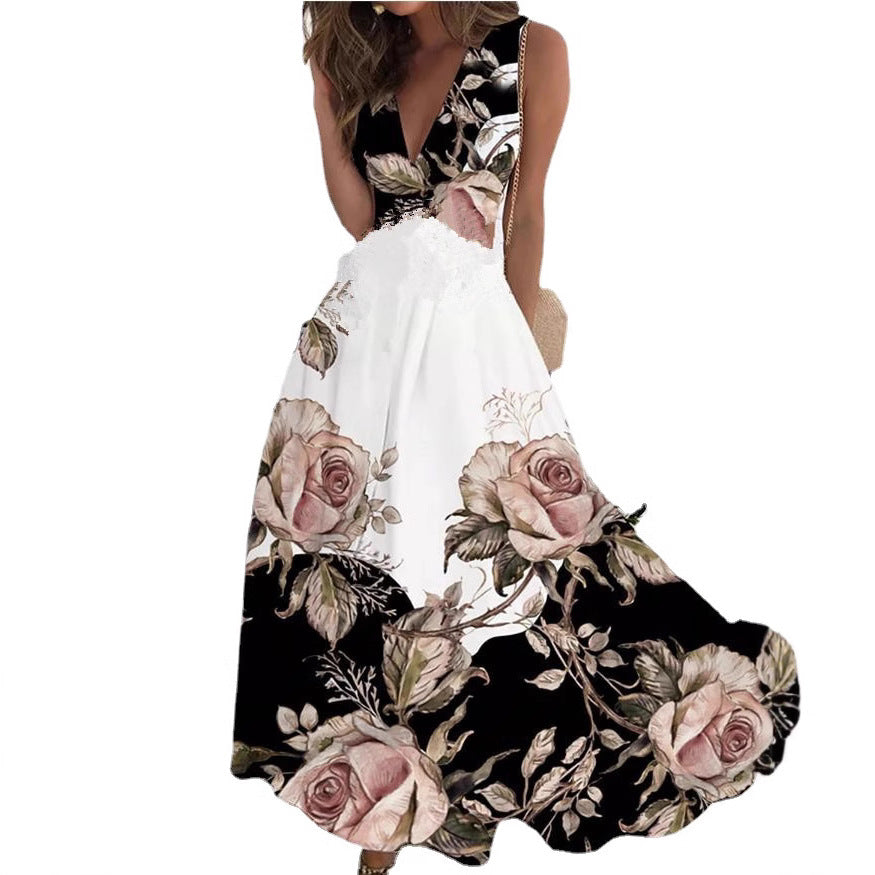 Penelope – Elegant Sleeveless Dress with Deep V-Neck