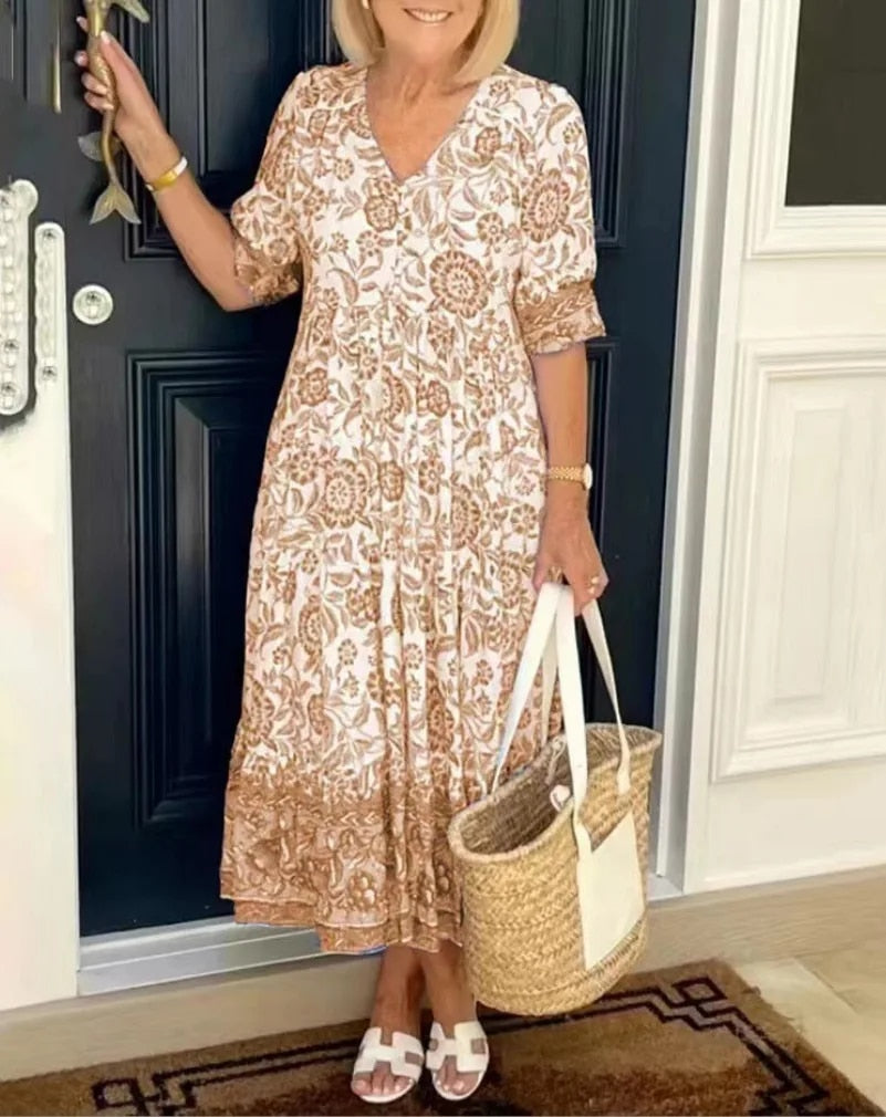 Bexley – Elegant Floral Dress with V-Neck