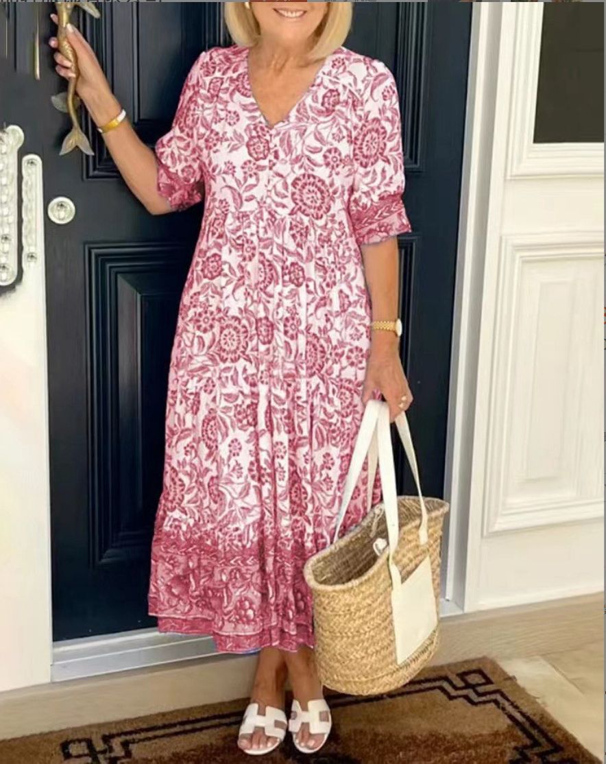 Bexley – Elegant Floral Dress with V-Neck
