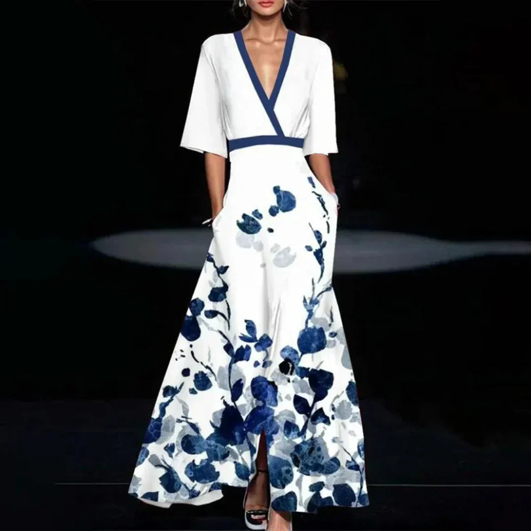 Alora – Elegant Maxi Dress with Floral Pattern