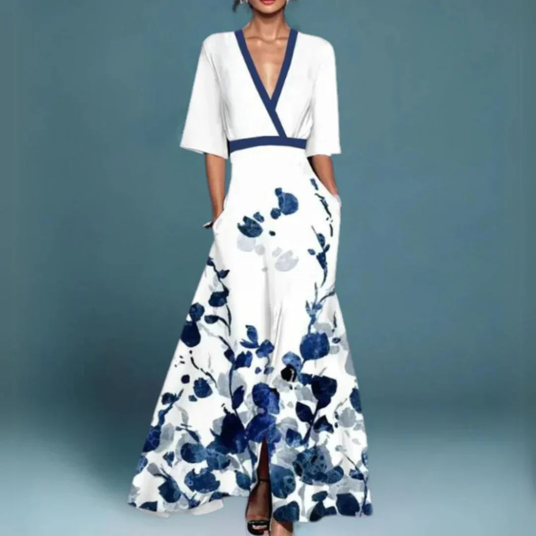 Alora – Elegant Maxi Dress with Floral Pattern