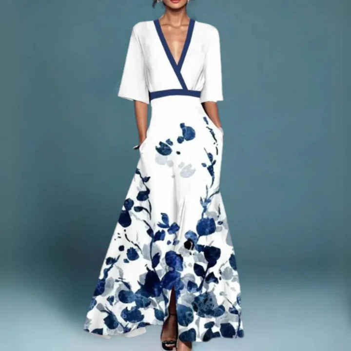 Alora – Elegant Maxi Dress with Floral Pattern