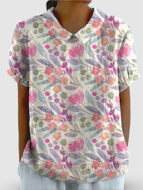 Brisa – Watercolor Floral Cotton Shirt