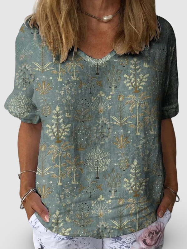 Anastasia – Woodland Vegetation Pattern Printed Shirt
