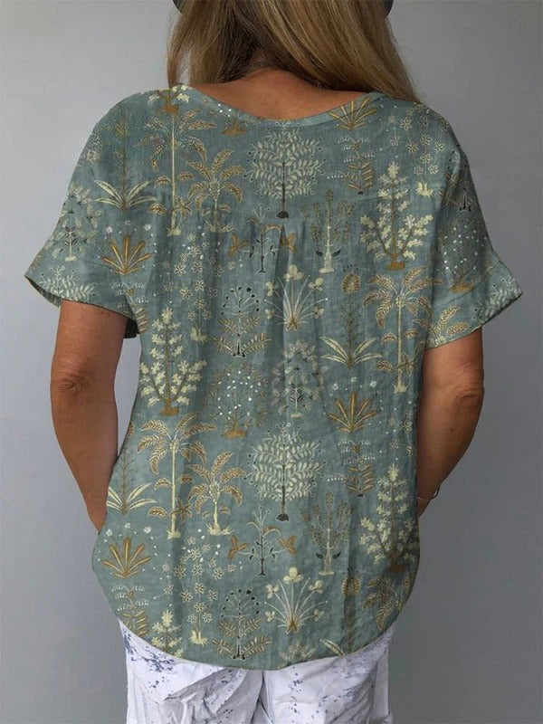Anastasia – Woodland Vegetation Pattern Printed Shirt