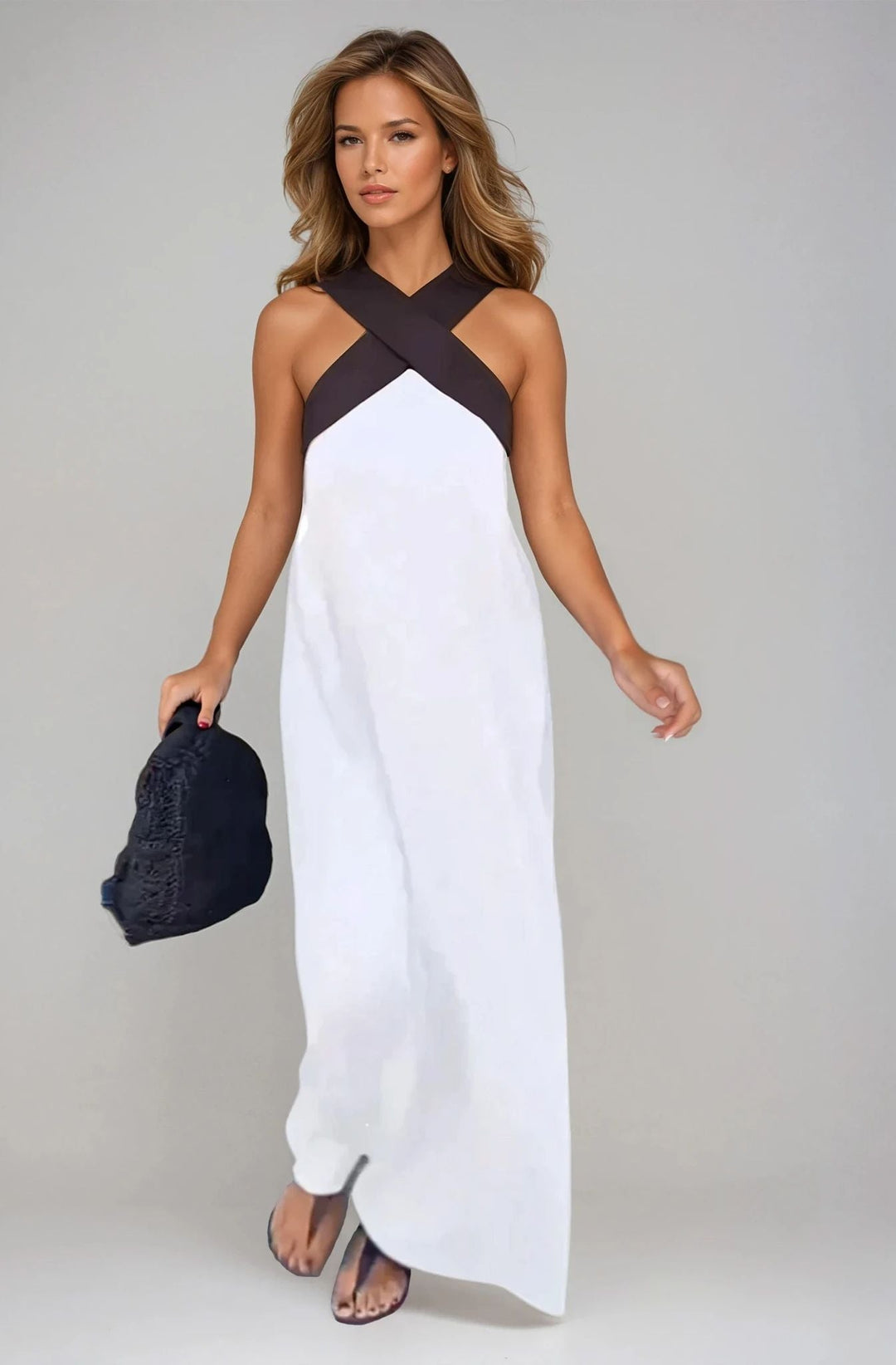 Avalon – Women’s Long Dress with Crossover Neckline
