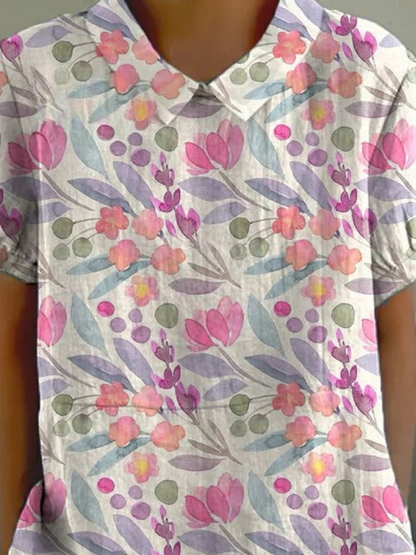 Brisa – Watercolor Floral Cotton Shirt