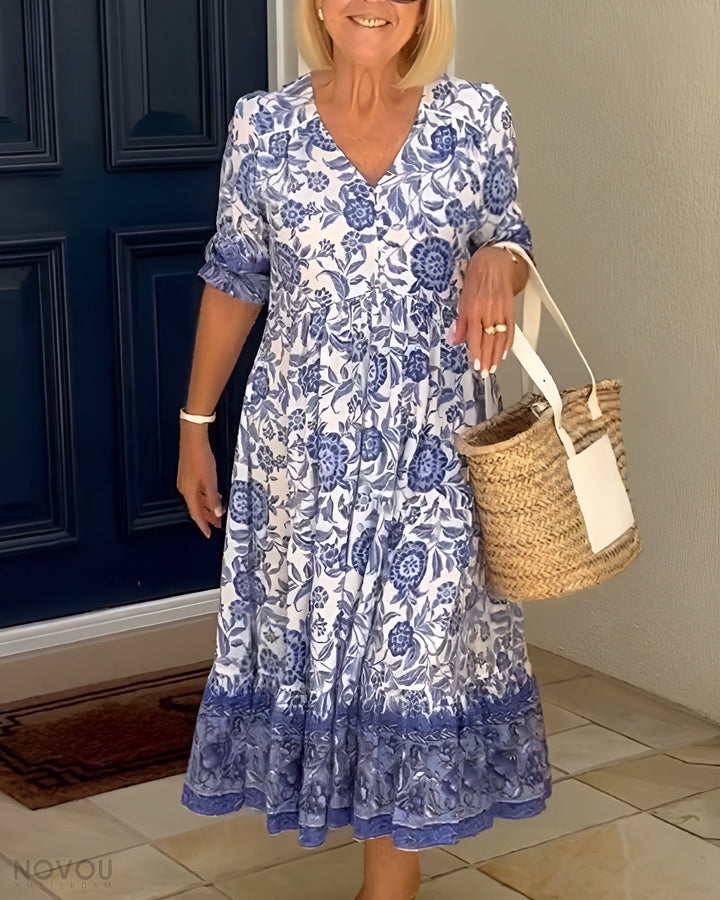 Bexley – Elegant Floral Dress with V-Neck