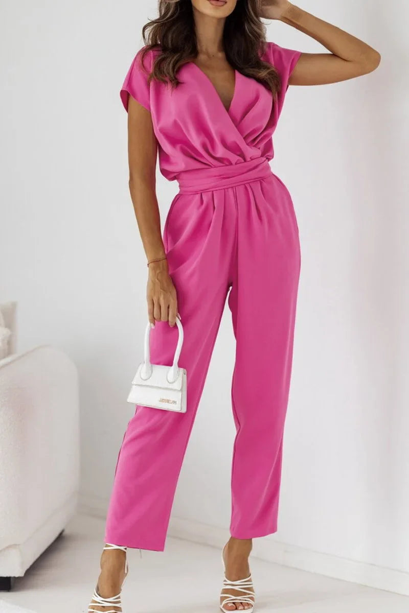 Sable | Short Sleeve V-Neck Jumpsuit