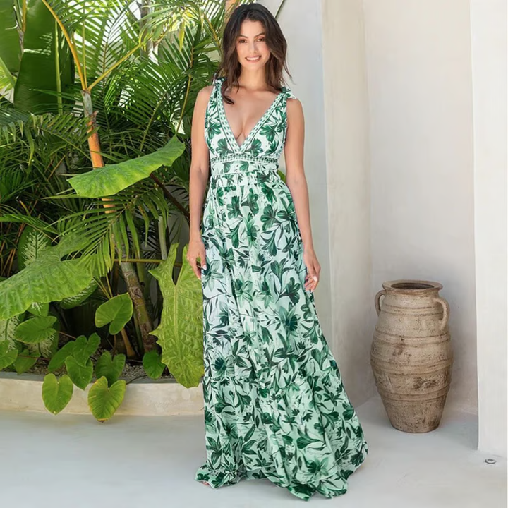 Liora – Neck Floral Print One-Piece Swimsuit Set