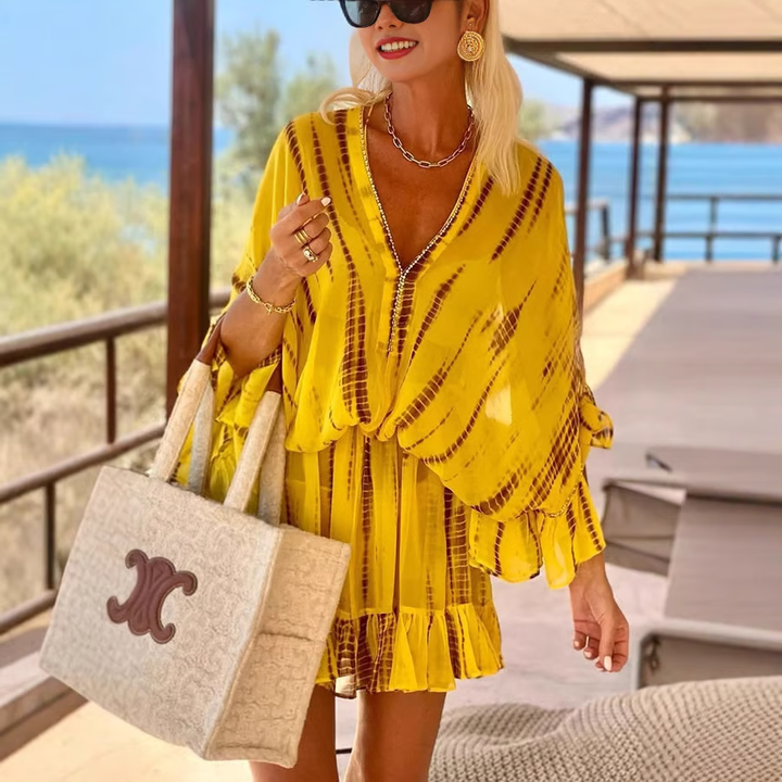 Kalani – Puff Sleeve Ombre Print Mini Dress