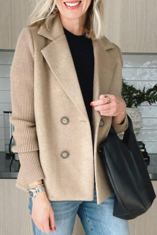 Freya - Elegant Knit-Sleeve Blazer