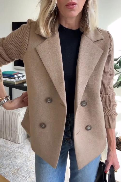 Freya - Elegant Knit-Sleeve Blazer