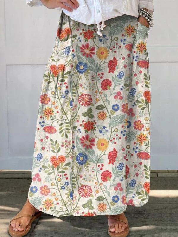 Aurora – Women's Pastoral Floral Art Print Casual Cotton Shirt