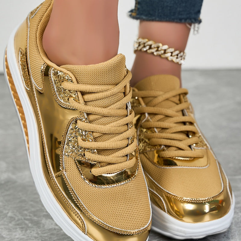 Layla – Casual Sneaker with Metallic and Glitter Accents
