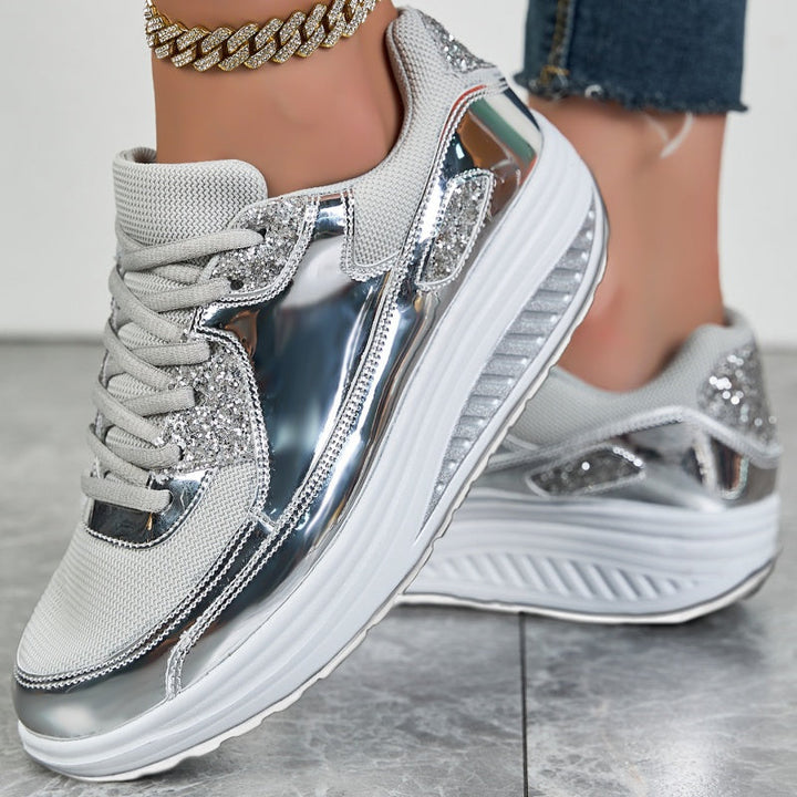 Layla – Casual Sneaker with Metallic and Glitter Accents
