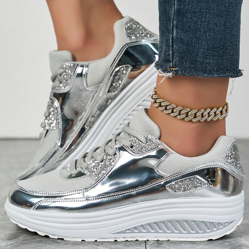 Layla – Casual Sneaker with Metallic and Glitter Accents
