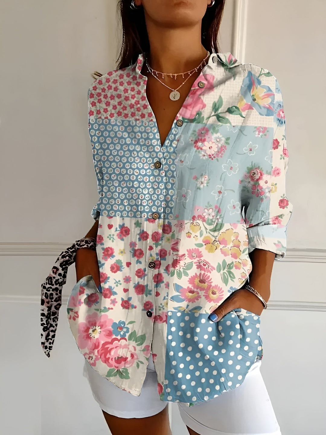 Nova-Rose – Printed Button-Up Shirt
