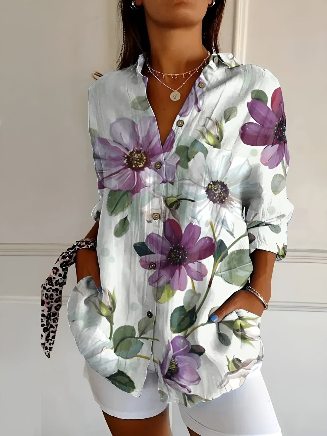 Nova-Rose – Printed Button-Up Shirt