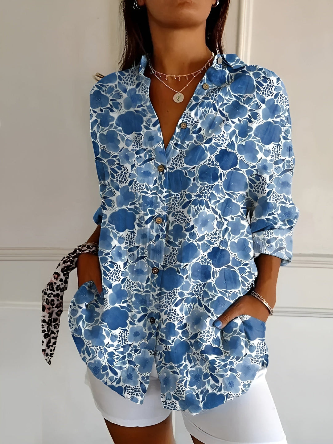 Nova-Rose – Printed Button-Up Shirt