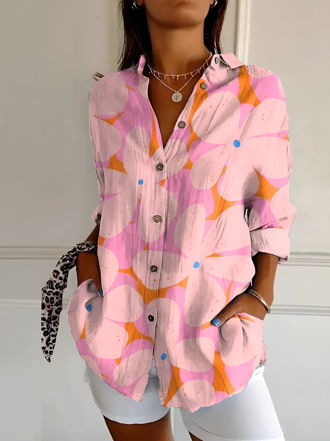 Nova-Rose – Printed Button-Up Shirt